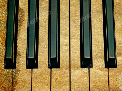 Preview: Detail Of A Piano Keyboard With A Old Paper Texture