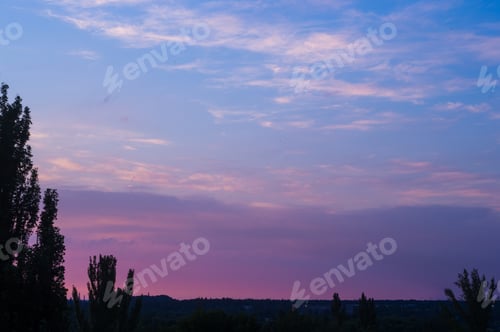 Preview: Landscape With Dramatic Light - Beautiful Golden Sunset With Saturated Sky And Clouds.
