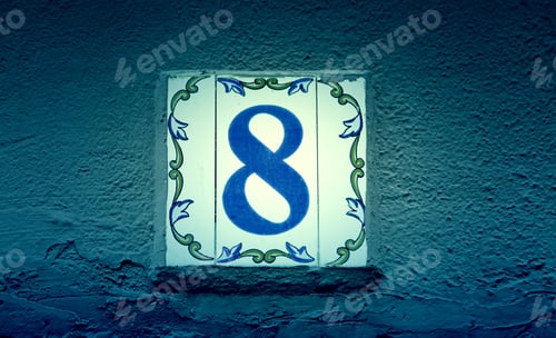 Preview: Number Eight Of Information In A Wall, Detail Of Even Number, Address