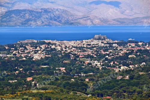 Preview: Corfu Island Landscape - View From Kaiser'S Throne Overlook Towards Corfu Town.