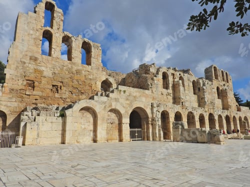 Preview: Photo From Iconic Ancient Theater Or Odeon Of Herodes Atticus In The Slopes Of Acropolis Hill With