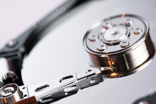 Preview: Closeup Of An Open Computer Hard Drive