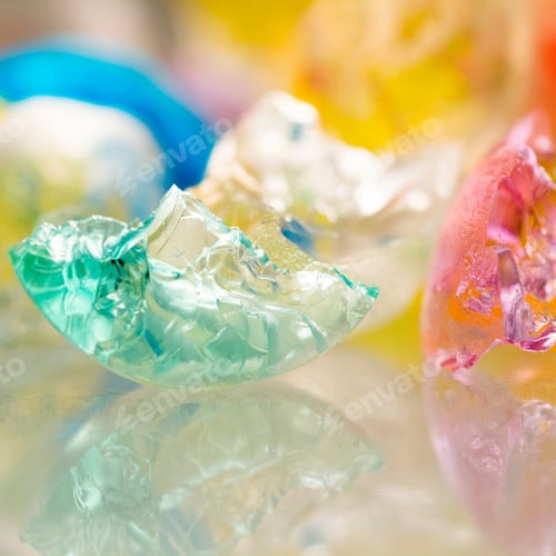Preview: Abstract Textures And Patterns Of Broken Jelly Balls With Reflexions
