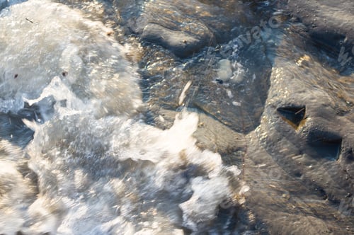 Preview: Pebble Stones On The Sea Beach, The Rolling Waves Of The Sea With Foam