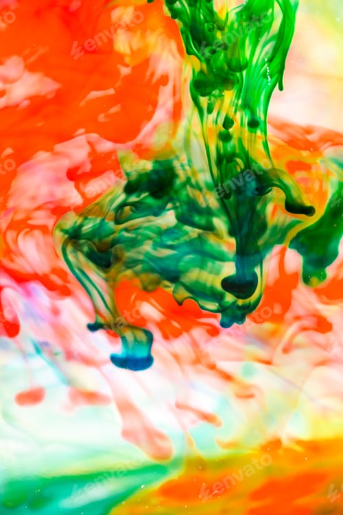 Preview: Abstract Composition With Ink And Small Bubbles. Beautiful Background, Texture And Colors