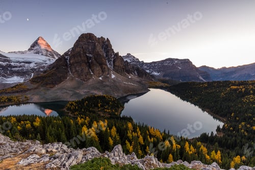 Preview: Mount Assiniboine At Sunset In Larch Season Fom Nub Peak