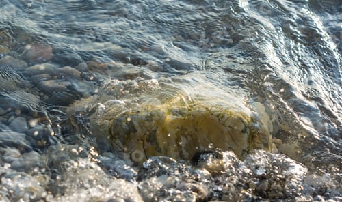 Preview: Pebble Stones On The Sea Beach, The Rolling Waves Of The Sea With Foam