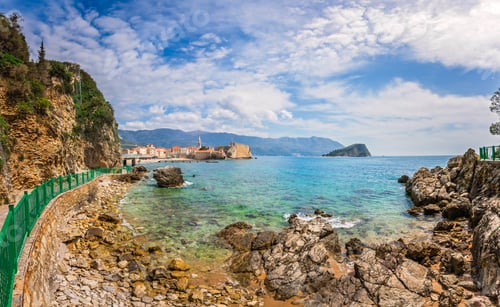 Preview: Panorama Of The Coastal Pathway On The Budva Adriatic Coast And Old Town, Montenegro