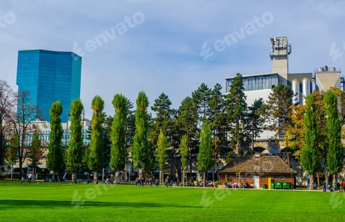 Preview: View Of Josefswiese Park In Central Zurich In Autumn