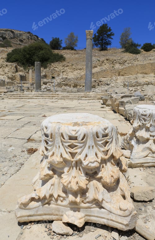 Preview: Old Antique Ruins In Amathus City. Pillars And Place. Take It In Cyprus