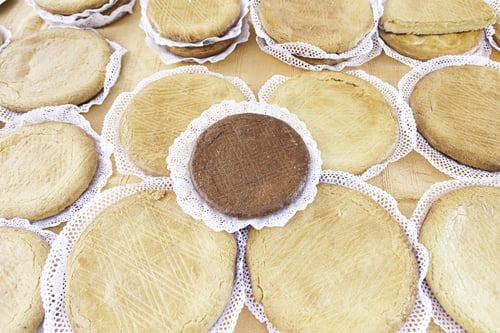 Preview: Typical Spanish Cream Homemade Pie, A Sweet Dessert Detail Of Artisan Food In A Street Market
