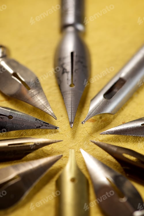Preview: Nib Pens For Calligraphy On A Paper.