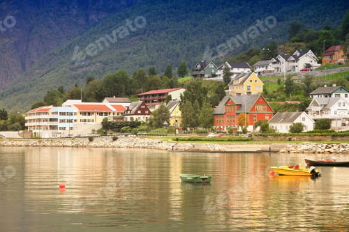 Preview: Aurlandsfjord - Beautiful Fiord Landscape In Sogn Og Fjordane Region Of Norway. Filtered Color