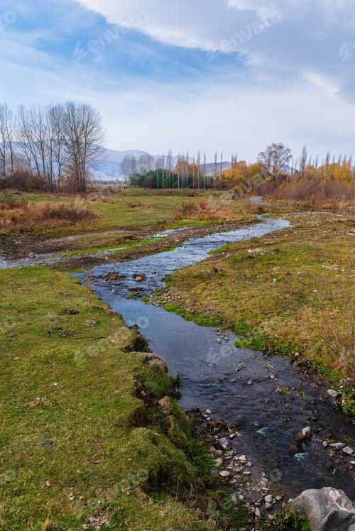 Preview: Beautiful River Landscape With Autumn Trees