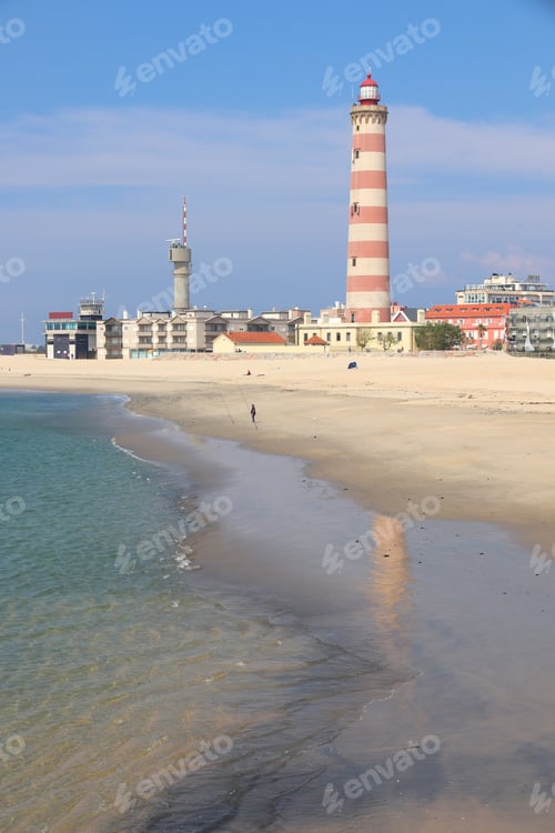 Preview: Portugal - Barra Lighthouse (Farol Da Barra) And The Sandy Beach.