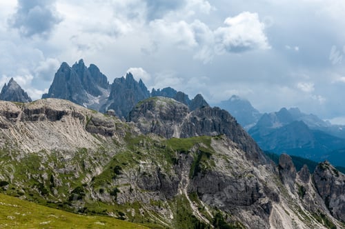 Preview: Rugged Mountain Ranges In Tre Cima Natural Park Area In The Italian Dolomites.