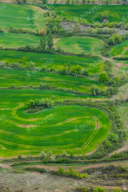 Preview: Agricultural Fields In Montsec Mountain Range Of The Pre-Pyrenees, Pyrenees Mountains In Lleida