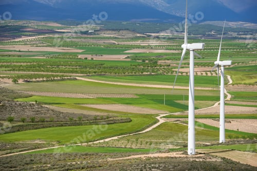 Preview: Windmills For Electric Power Production, Zaragoza Province, Aragon, Spain.
