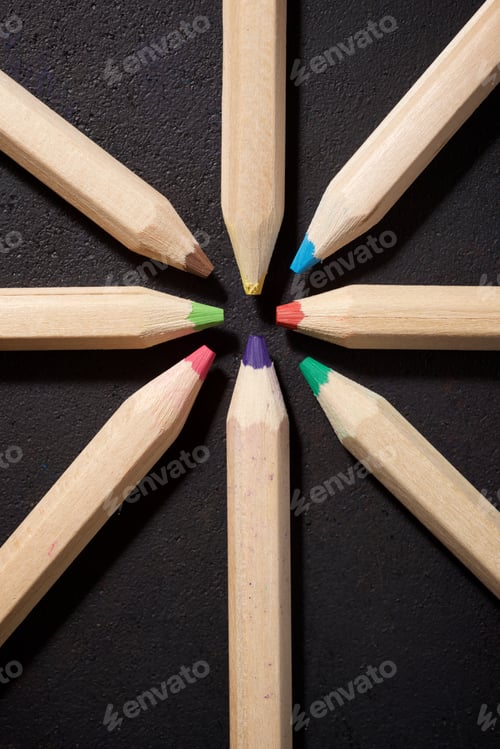 Preview: Group Of Pencils On A Table.