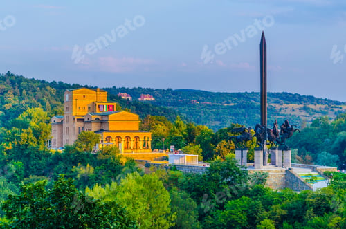 Preview: Sunset View Of The State Art Gallery Boris Denev And The Asenovtsi Memorial In City Of Veliko
