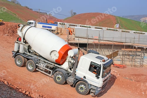 Preview: Cement Mixer On A Road Construction Site