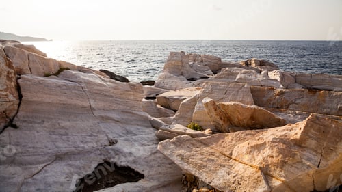 Preview: Aegean Seashore And Marble Rocks In Aliki, Thassos Island, Greece