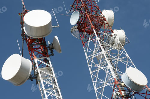 Preview: Bottom View Of A Telecommunications Towers With A Clear Blue Sky, La Muela, Saragosa, Aragon, Spain