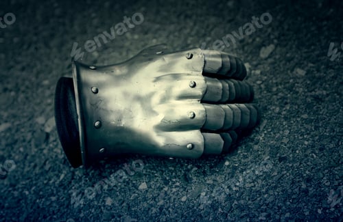 Preview: Medieval Metal Glove, Detail Of Part Of Ancient Armor, Detail Of War