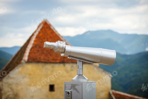 Preview: Large Coin Operated Telescope Used For Viewing Mountains
