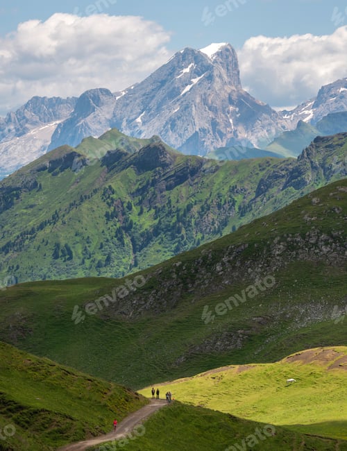 Preview: Hiking In The Meadows Of The Dolomites Mountains In Italy.