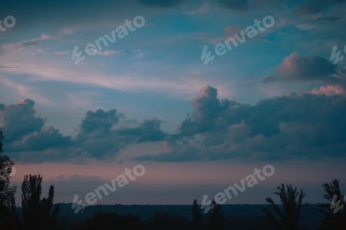 Preview: Landscape With Dramatic Light - Beautiful Golden Sunset With Saturated Sky And Clouds.