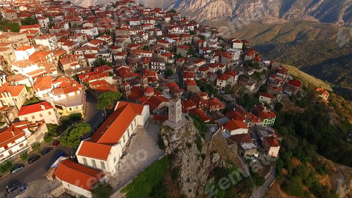 Preview: Aerial Bird'S Eye Photo Taken By Drone Of Picturesque Village Of Arachova, Voiotia, Greece