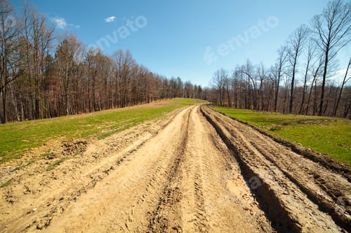 Preview: Rural Landscape With A Road And Sky With Fluffy Clouds