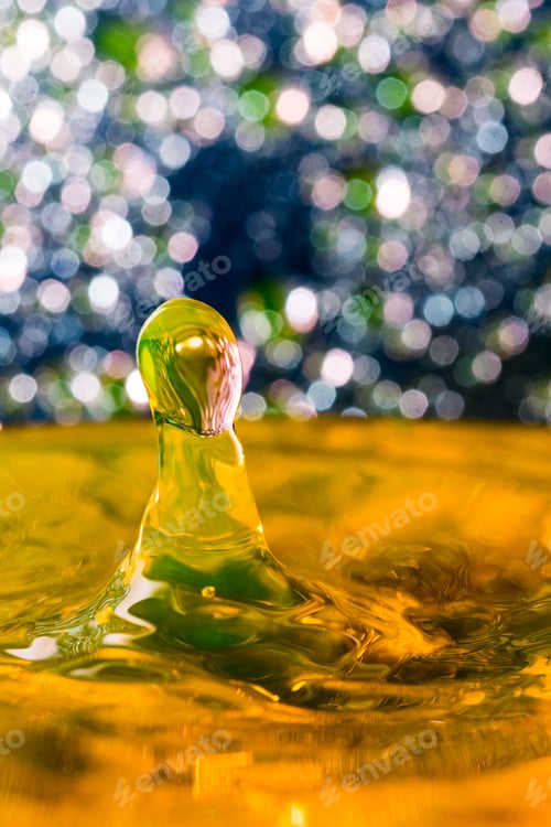 Preview: Abstract, Colorful Composition With Small Bokeh Lights, Water Drops And Water Texture. Can Be Used