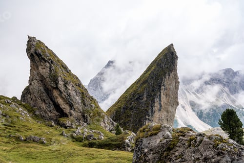 Preview: Italian Dolomites Panorama As Seen From The Hiking Trail On The Col Raiser Plateau Above The