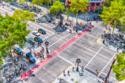 Preview: Aerial View Of Passeig De Gracia In The Eixample District Of Barcelona, Catalonia, Spain