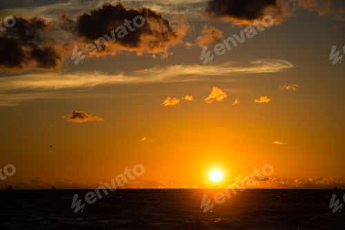 Preview: Colorful Orange Sunrise Over The Lake In Summer