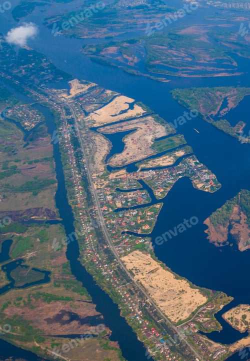Preview: Amazing View From Window Of Airplane Flying Over Dnepr River, Ukraine