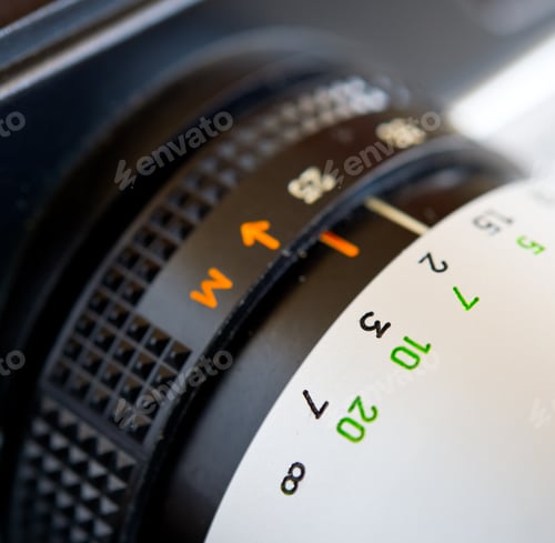 Preview: Close Up Zoom Lens Of Vintage 110 Film Photo Camera.