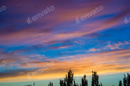 Preview: Landscape With Dramatic Light - Beautiful Golden Sunset With Saturated Sky And Clouds.