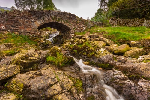 Preview: Overcast Day At Ashness Bridge Near Keswick In The Lake District, England, Uk