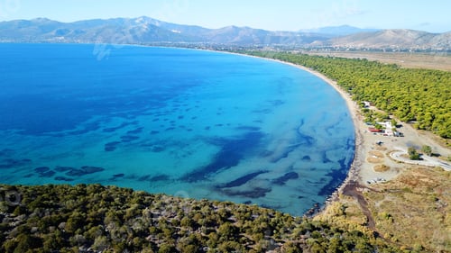 Preview: Aerial Drone Photo From Iconic Tropical Peninsula Covered With Pine Trees With Rare Morphological