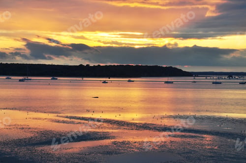 Preview: Sunset Over Brownsea Island In Poole Harbour, Dorset, England.