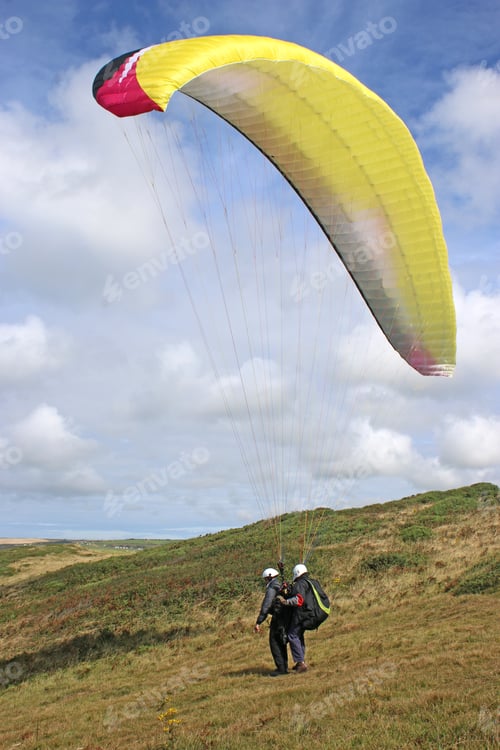 Preview: Tandem Paraglider Launching At Newgale, Wales