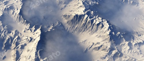 Preview: Aerial Of Snow Covered Mountains In Clouds.