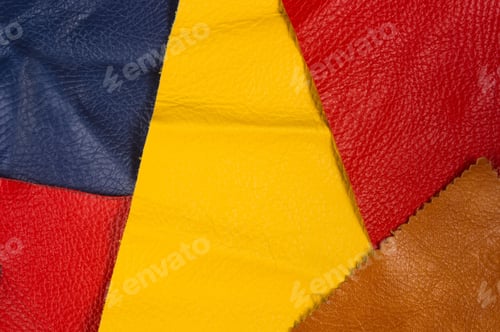 Preview: Colored Flaps, Pieces, And Scraps Of Natural Leather For The Manufactured Furniture, Bags And