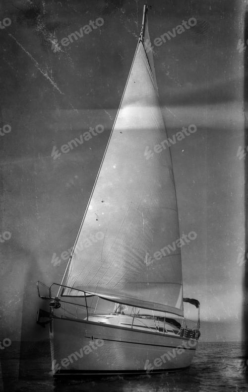 Preview: Vintage Style Black And White Image Of A Sailing Boat