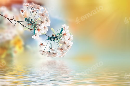 Preview: Blossoming Branch Apple. Bright Colorful Spring Flowers