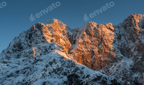 Preview: Sunset In The Mountain Landscape At Slemenova Spica In Triglav National Park.