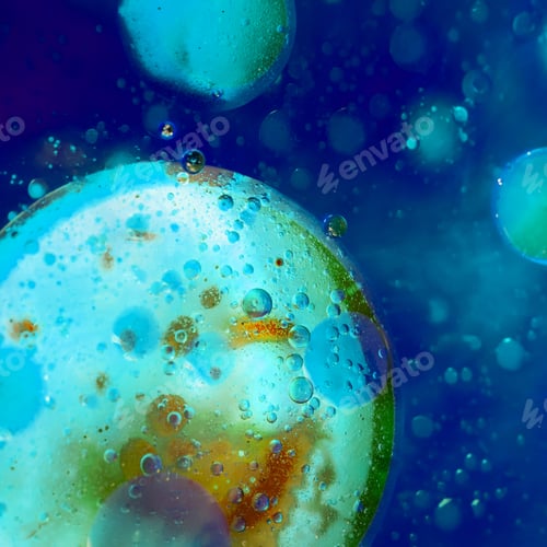Preview: Abstract, Colorful Composition With Oil, Water And Ink
